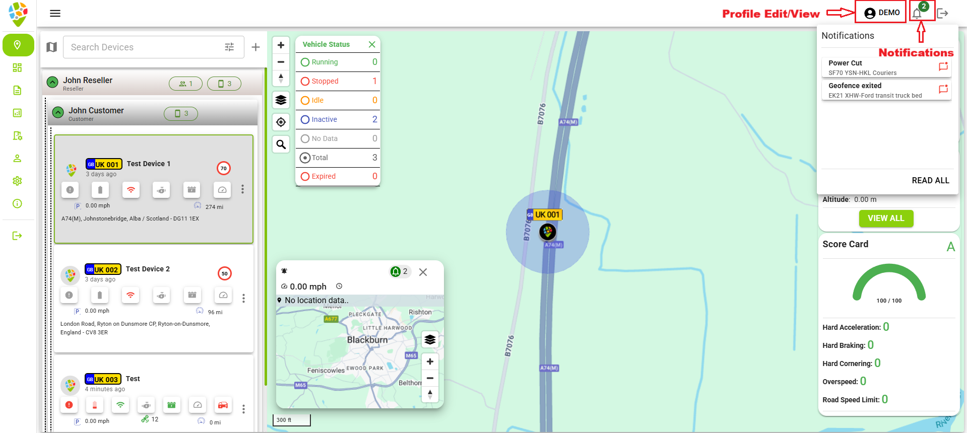 Maps Notification Tab