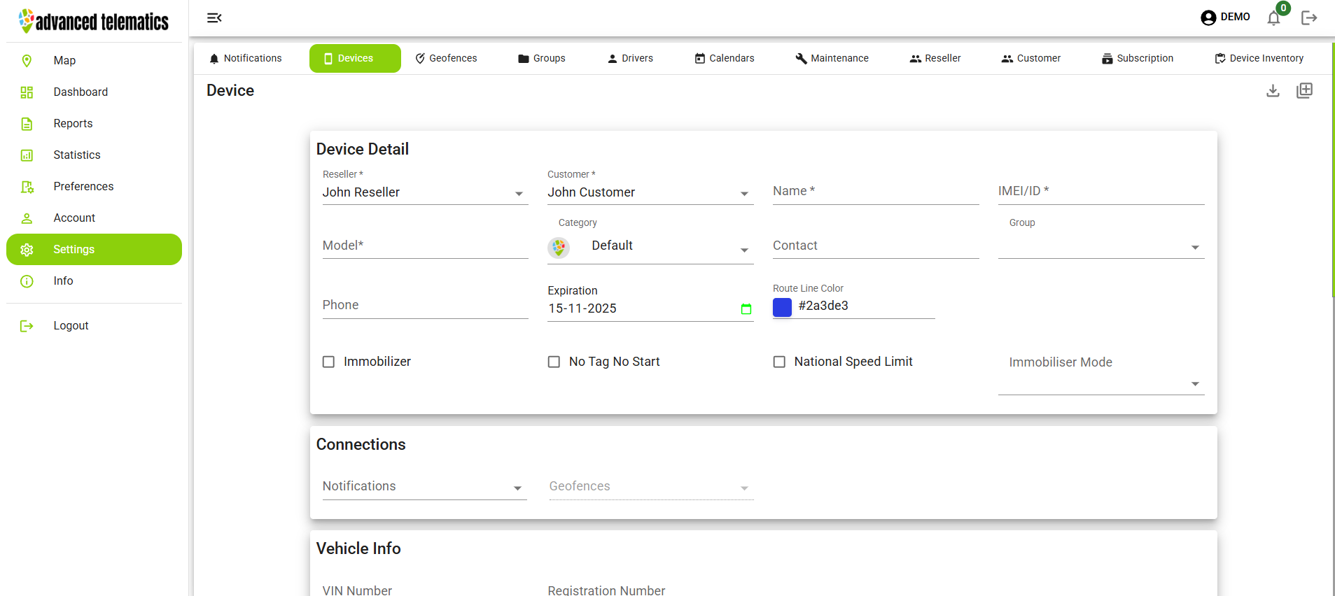 Device Configuration Form
