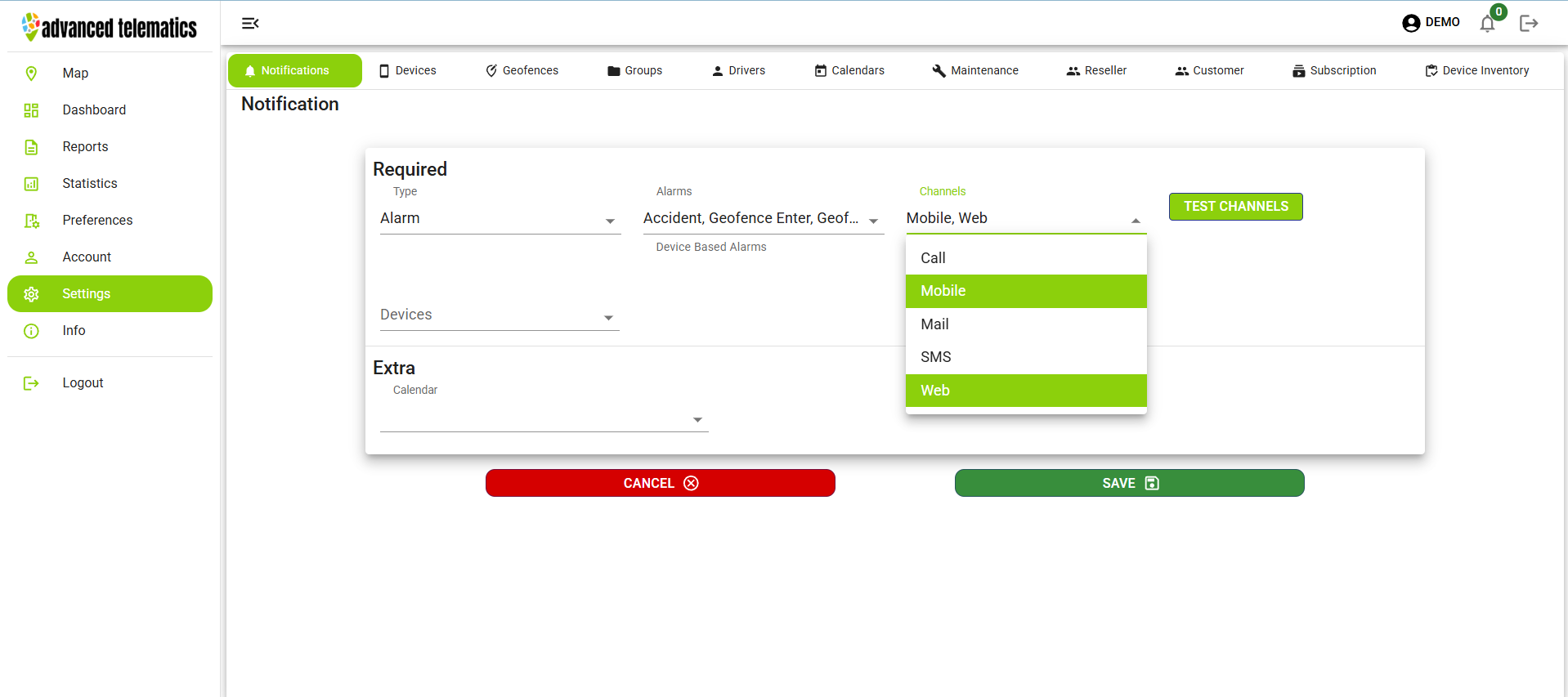 Notification Configuration Form